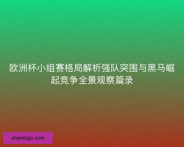 欧洲杯小组赛格局解析强队突围与黑马崛起竞争全景观察篇录
