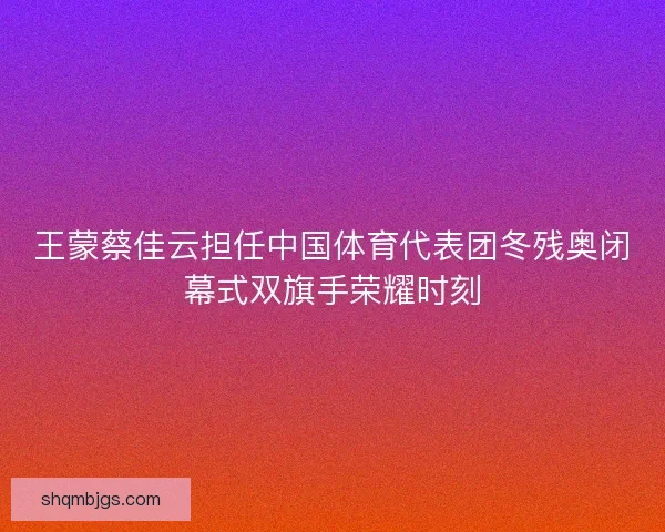 王蒙蔡佳云担任中国体育代表团冬残奥闭幕式双旗手荣耀时刻