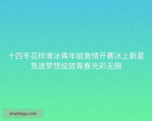 十四冬花样滑冰青年组激情开赛冰上新星竞逐梦想绽放青春光彩无限 十四冬花样滑冰青年组激情开赛冰上新星竞逐梦想绽放青春光彩无限