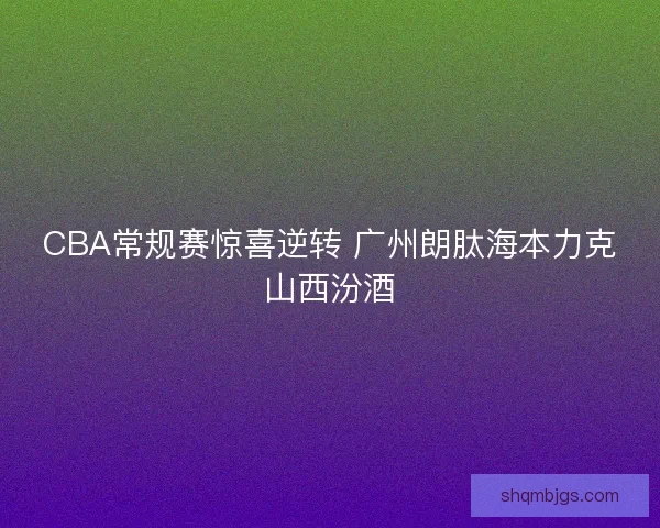 CBA常规赛惊喜逆转 广州朗肽海本力克山西汾酒 CBA常规赛惊喜逆转 广州朗肽海本力克山西汾酒